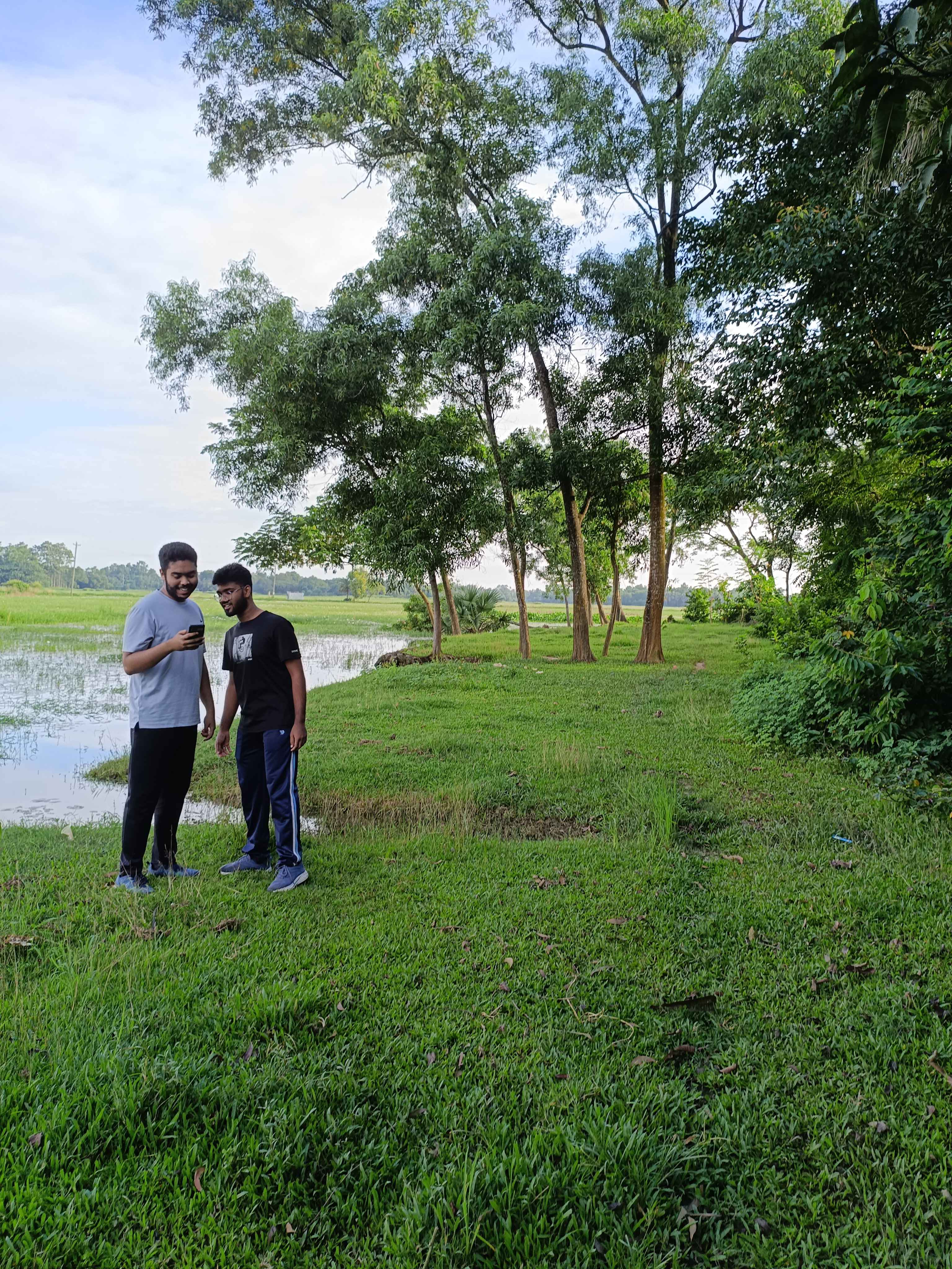 Scenic green landscape and natural light photo walk